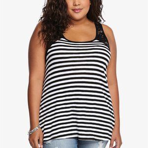 Torrid Striped Crochet Lace Racerback Tank